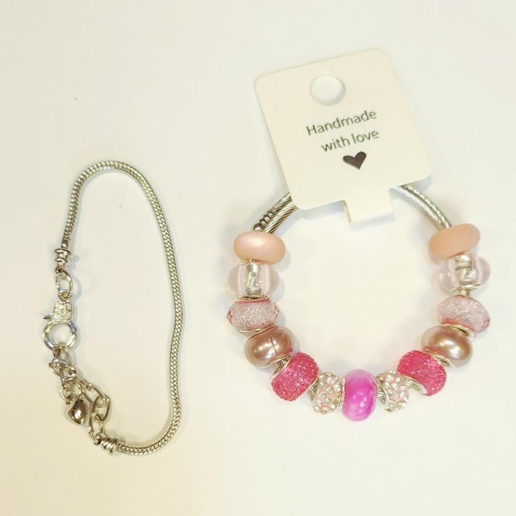 European Style Large Beaded Adjustable Snake Coil Bracelet 7"