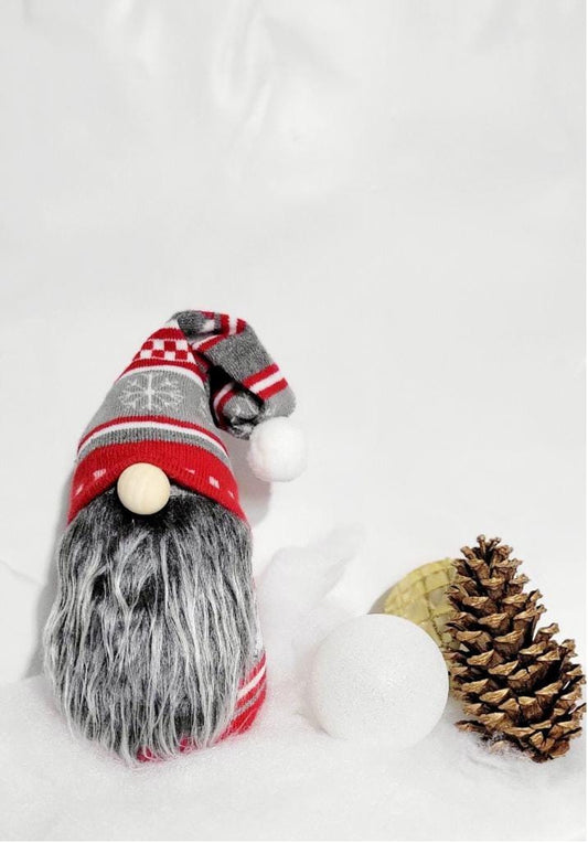 Christmas Gnome Decor, Red Grey,hand crafted