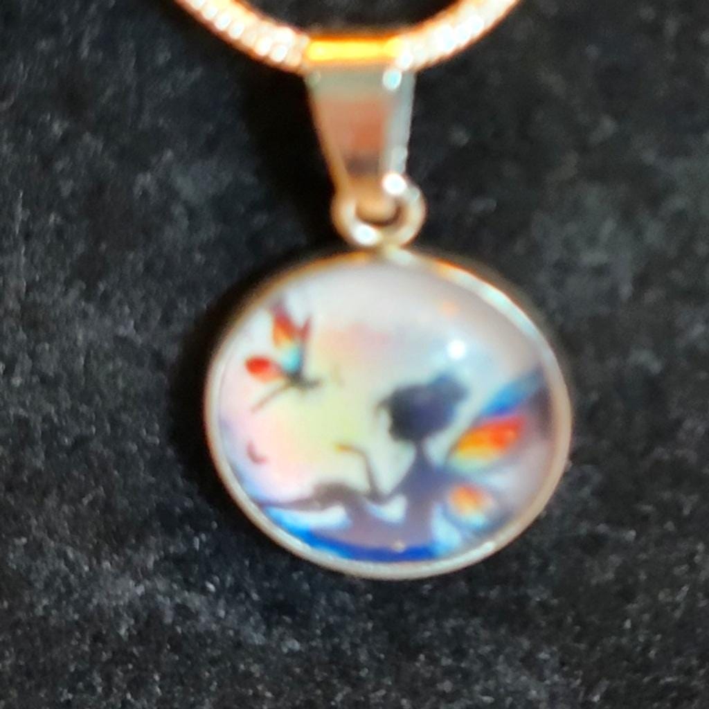 Hand crafted Fairy pendant necklace on 925 Sterling Silver chain