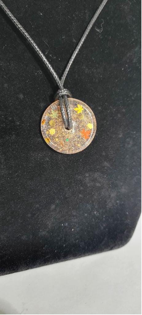 Hand crafted Fall themed resin medallion necklace