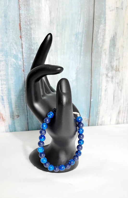 Hand crafted acrylic and glass beaded bracelet