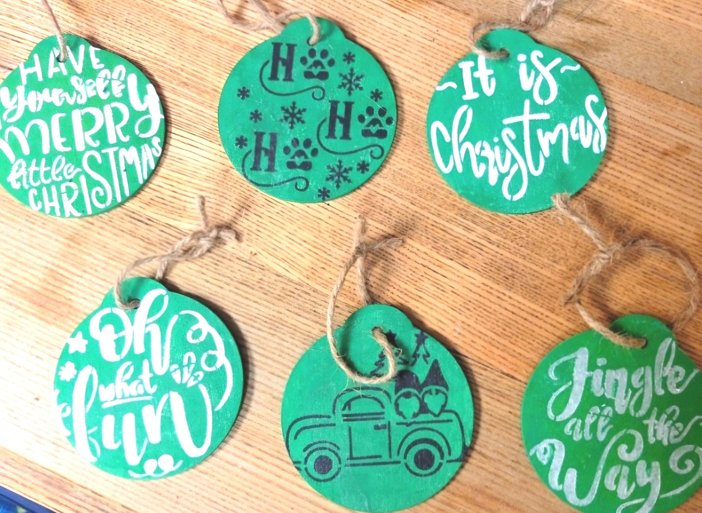 Handpainted Christmas ornaments 3" wood discs