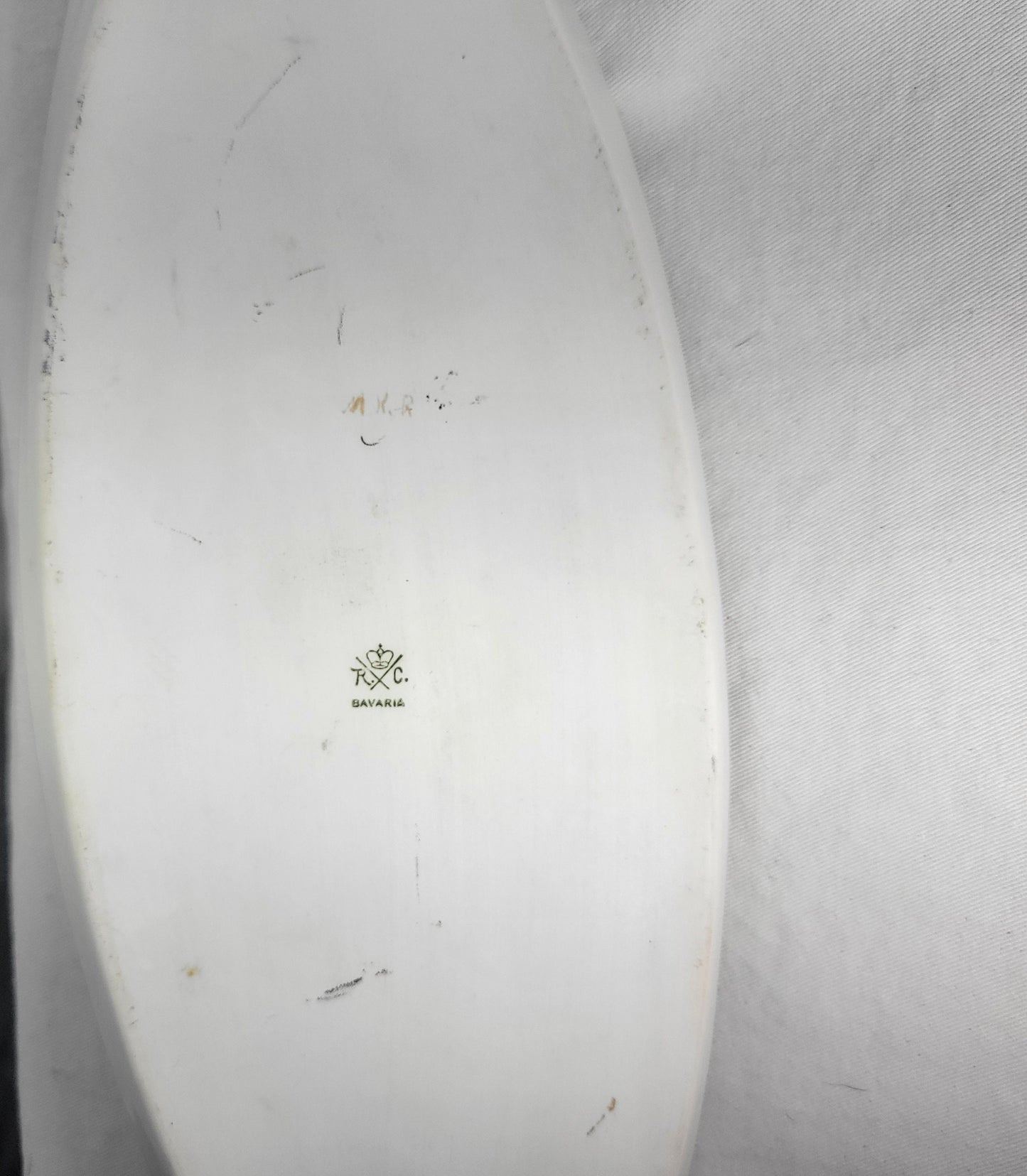 Antique RC Bavaria Germany handpainted porcelain green and gold serving tray