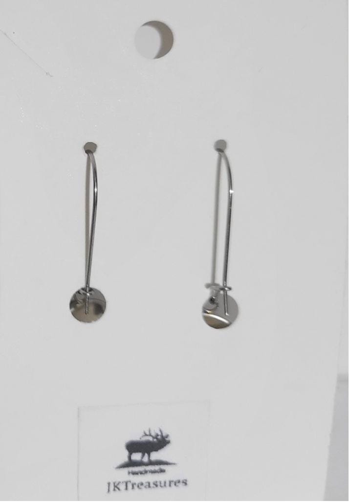 Handmade purple watercolor cabochon latch hook dangle drop earrings