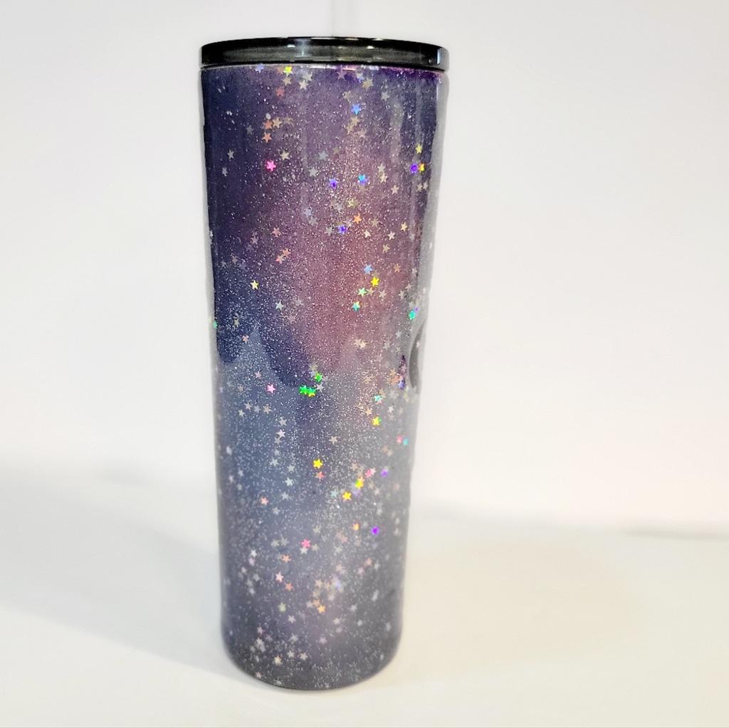 Hand Crafted Nebula Starry Sky Reach For the Stars Glitter 30 Oz Tumbler