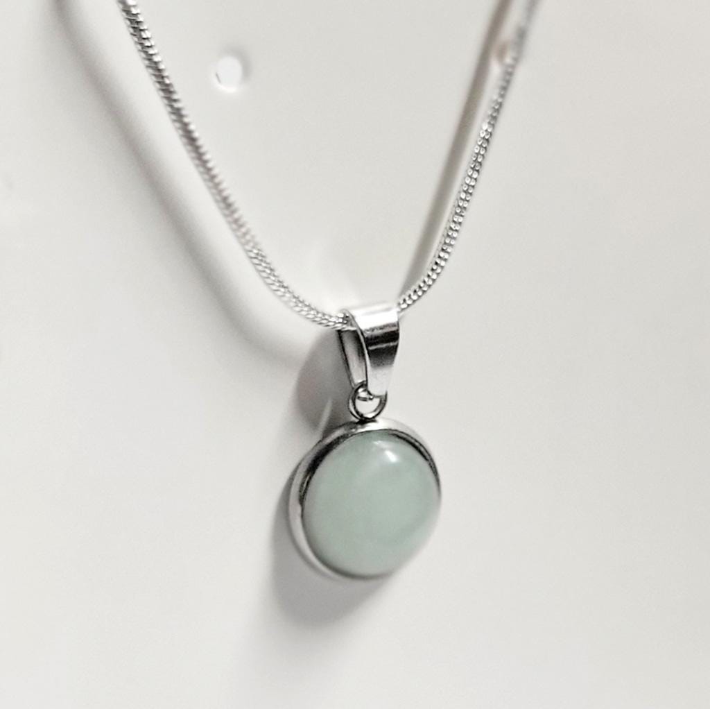 Natural Aqua Chalcedony Pendant 925 Sterling Silver Necklace