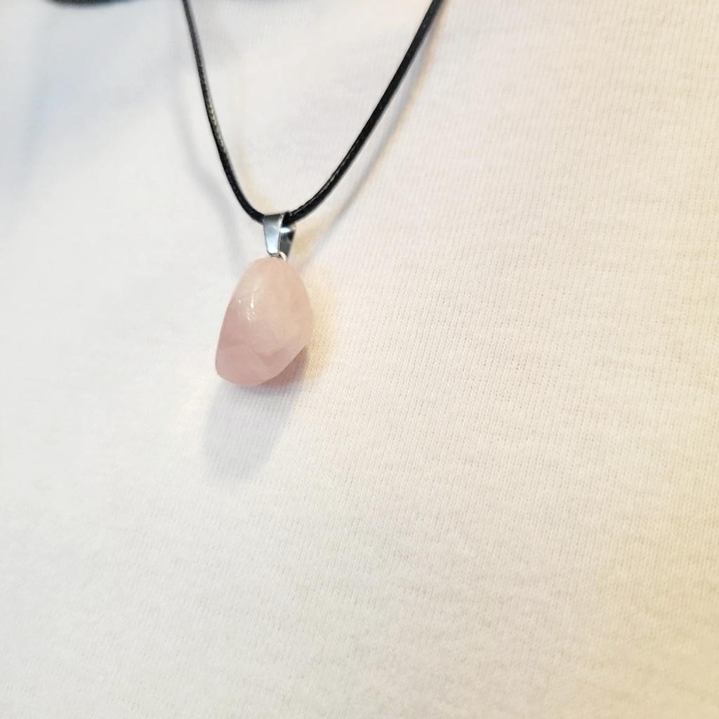 Natural Rose Quartz Crystal Pendant Necklace