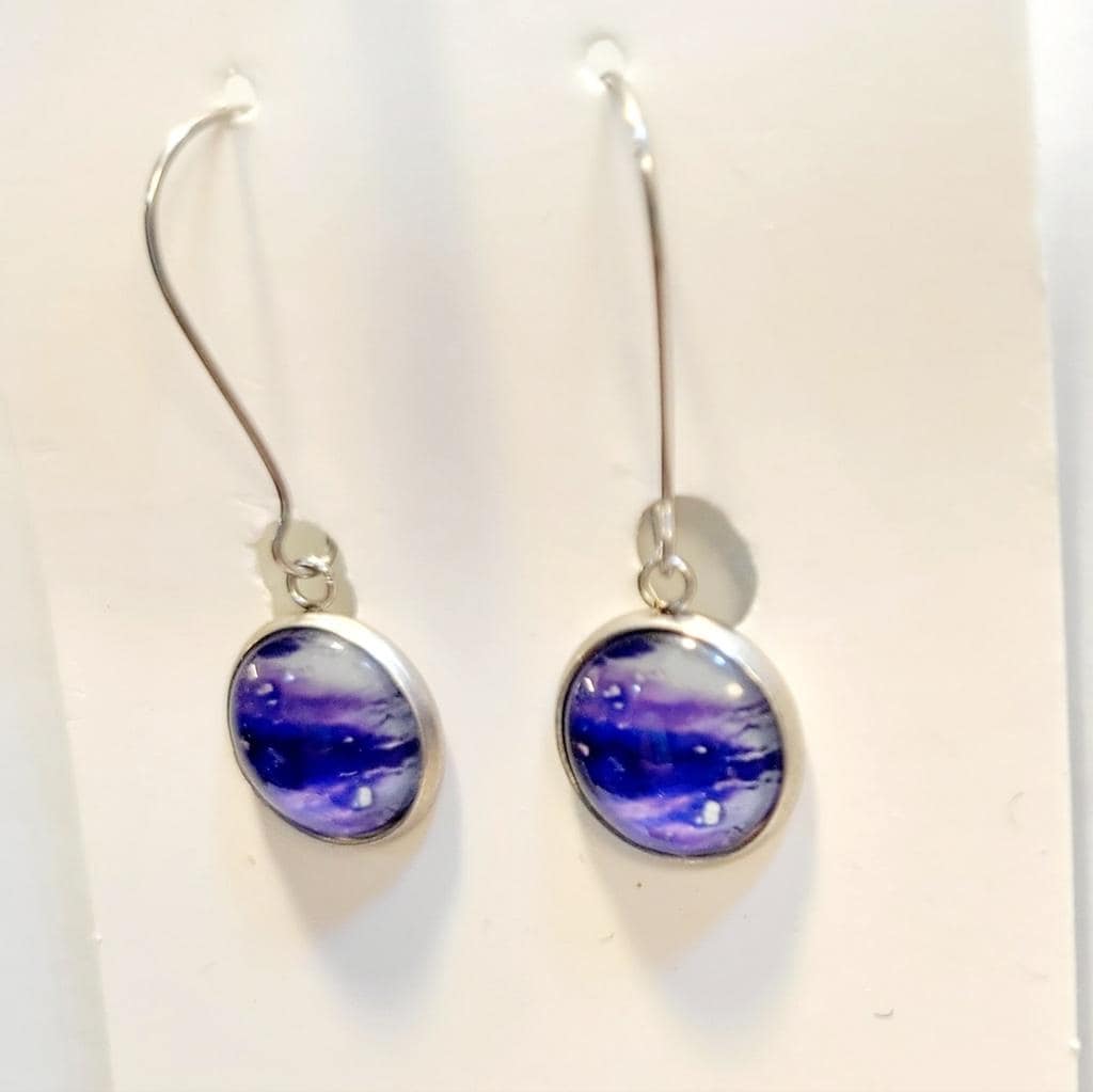 Blue And Purple Bubble Latch Back Earrings