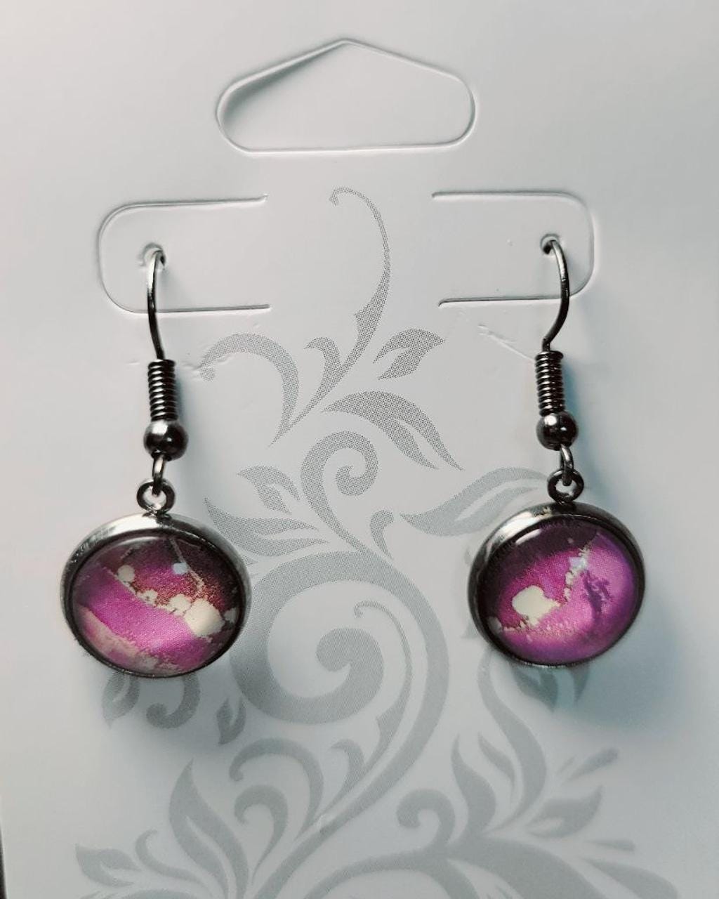 Artisan marbled dangle drop earrings