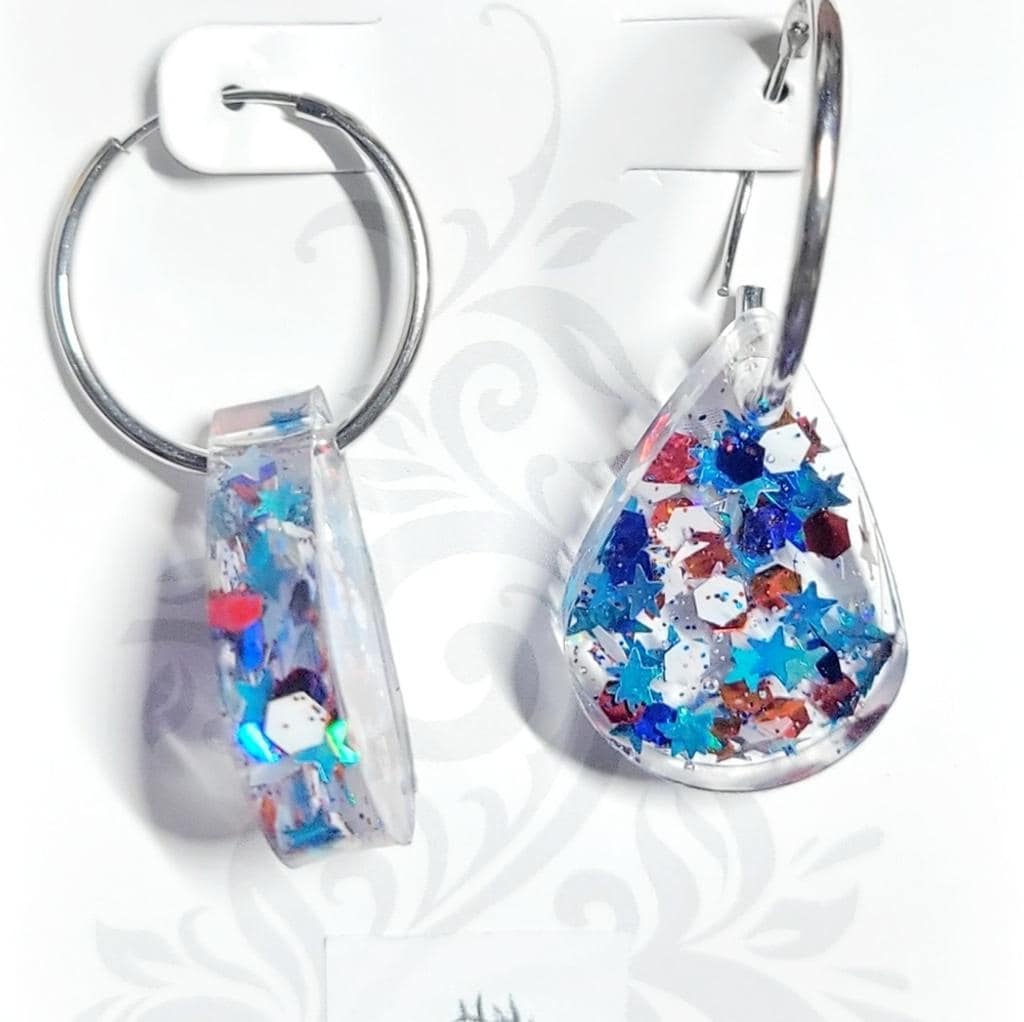 Patriotic 4th Of July Red White And Blue Teardrop Earrings