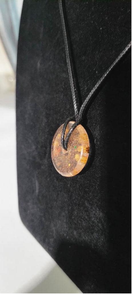 Hand crafted Fall themed resin medallion necklace