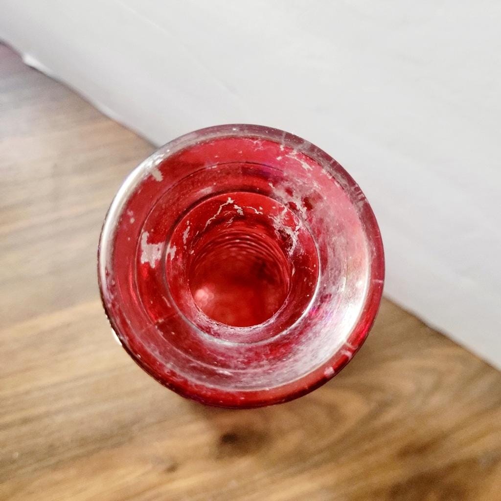 Vintage 1960's 8" E.O. BRODY Co Red Hobnail Bud Vase