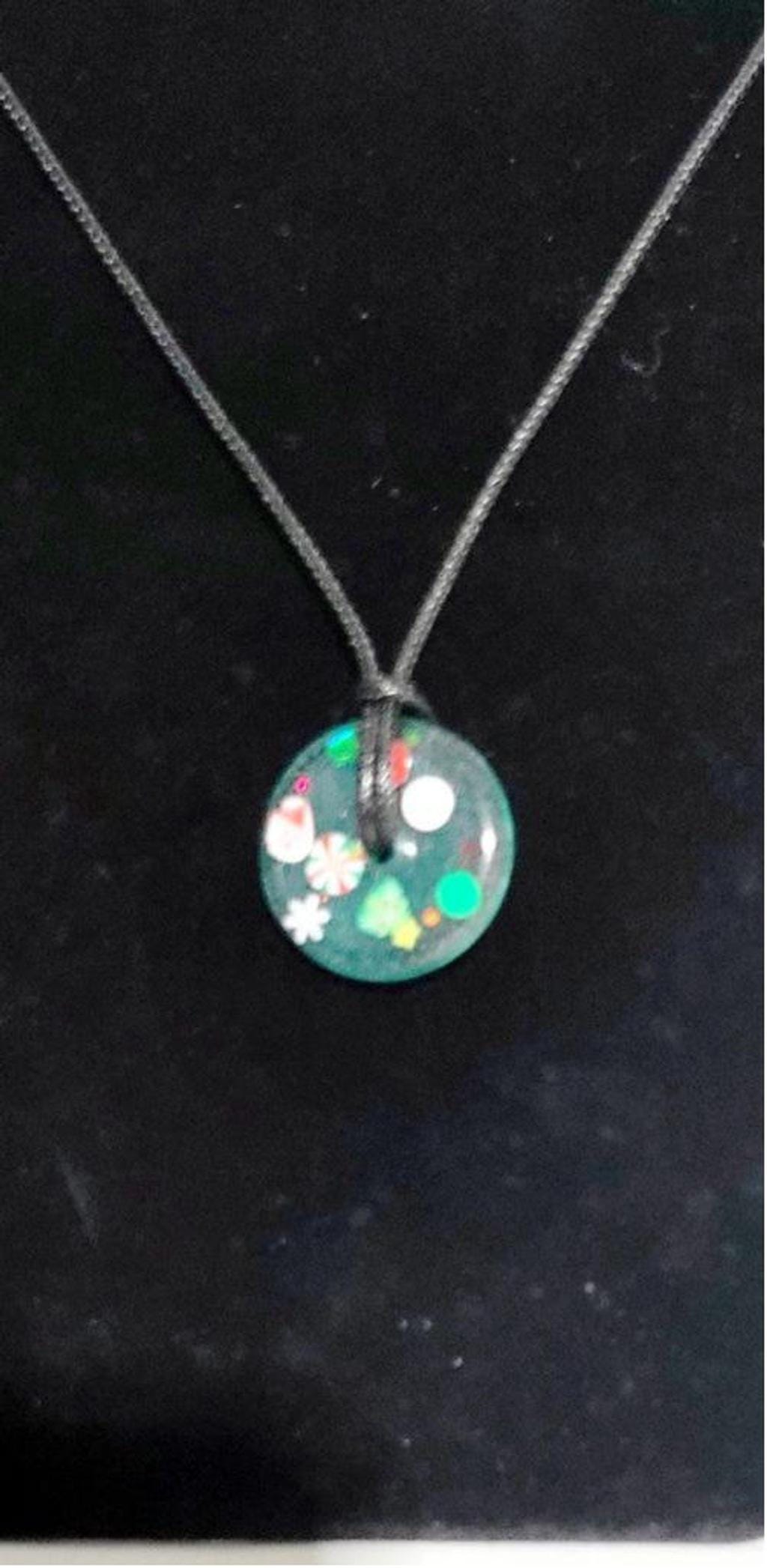 Handmade resin Christmas Medallion Necklace