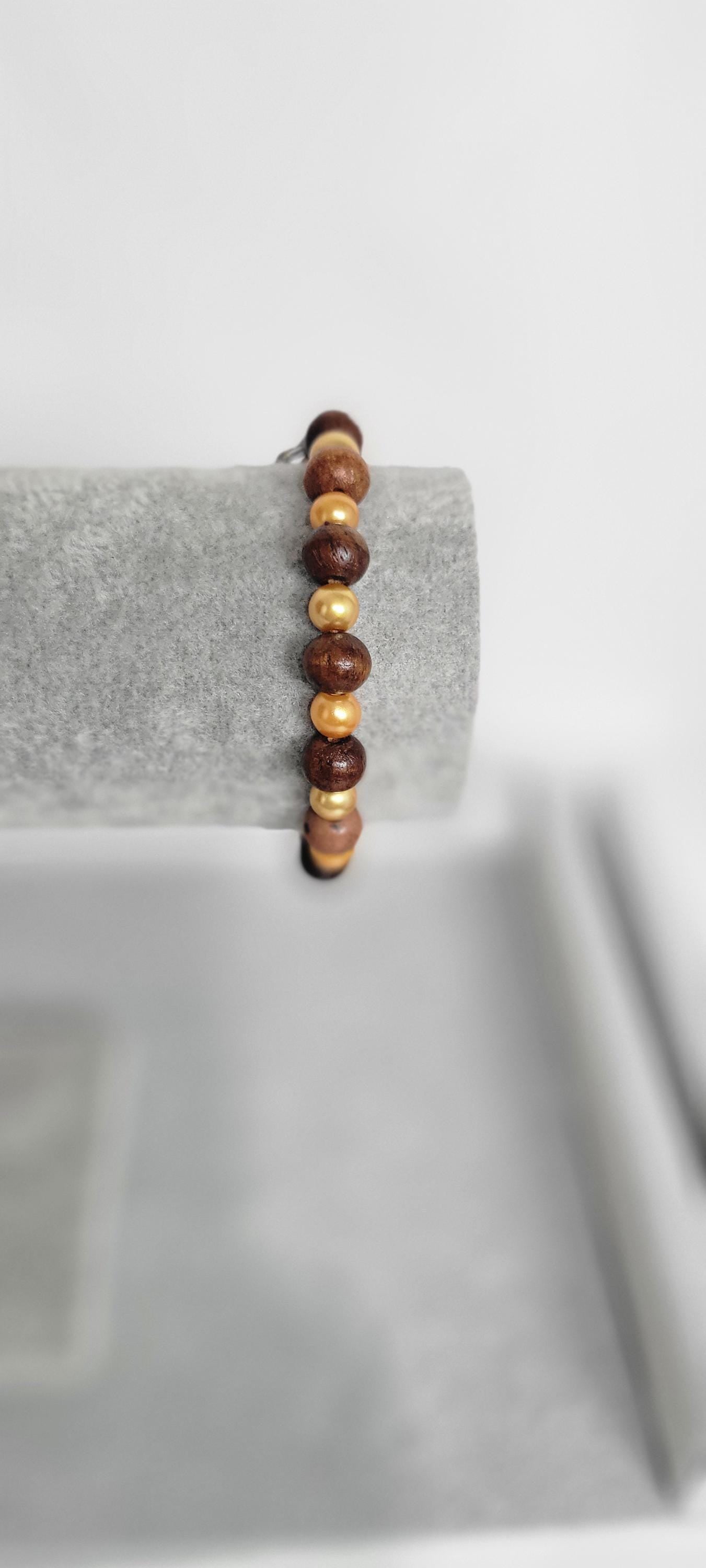 Autumn Fall glass and wood beaded pumpkin and bird charm bracelet