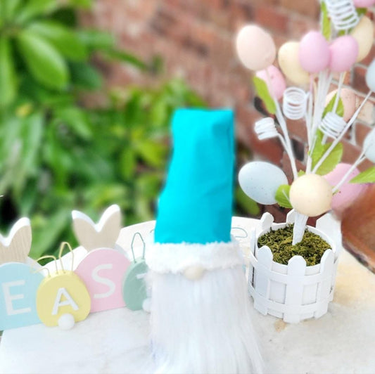 Purple Pink, Green, and White Easter Egg Gnome Decor