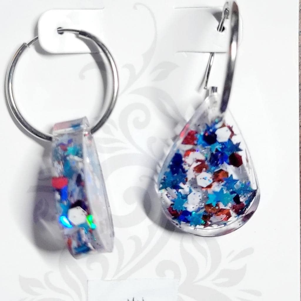 Patriotic 4th Of July Red White And Blue Teardrop Earrings