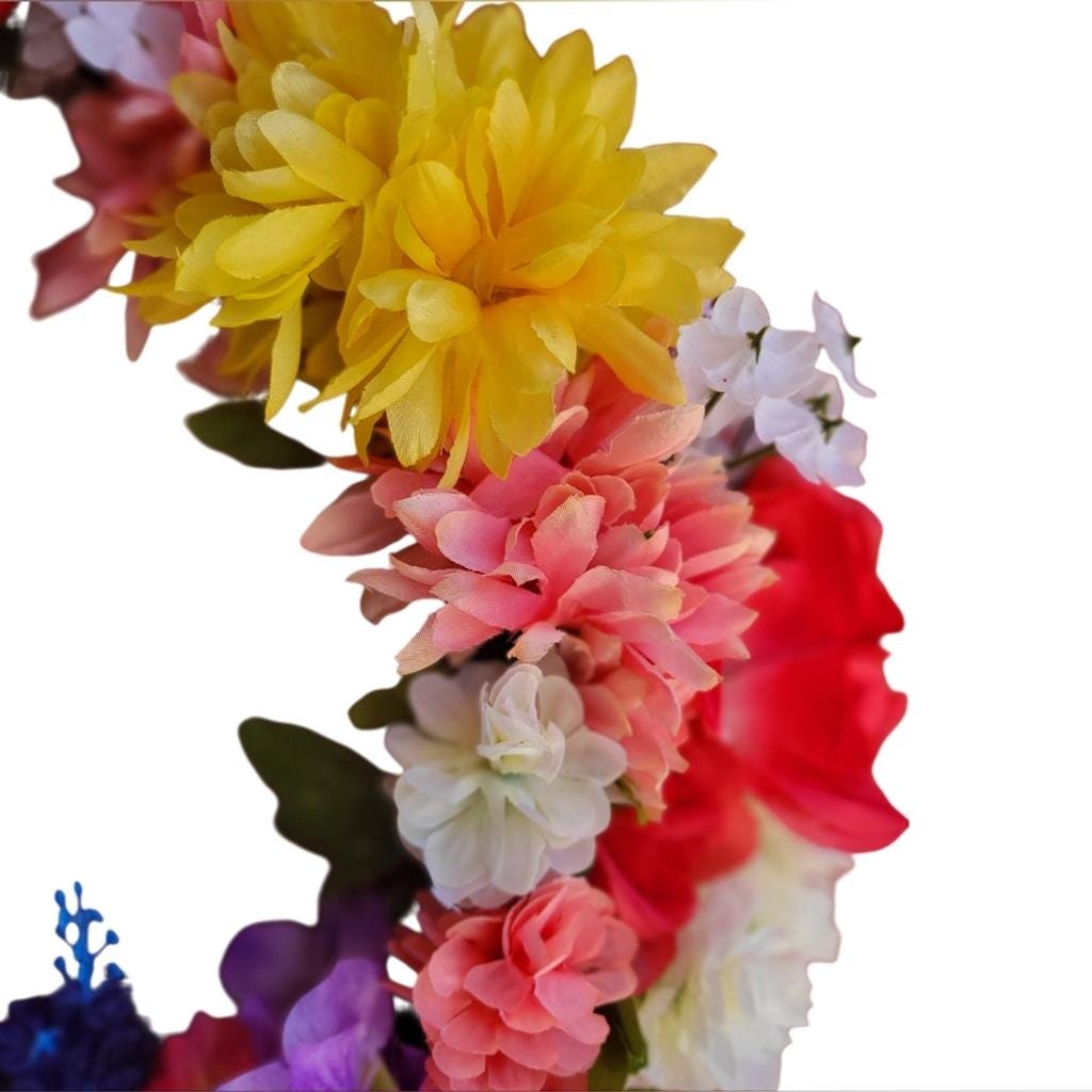 Spring Summer Vibrant Rainbow Floral Wreath