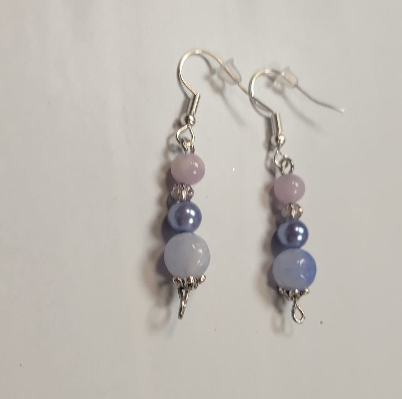 Glass bead hook drop pierced earrings
