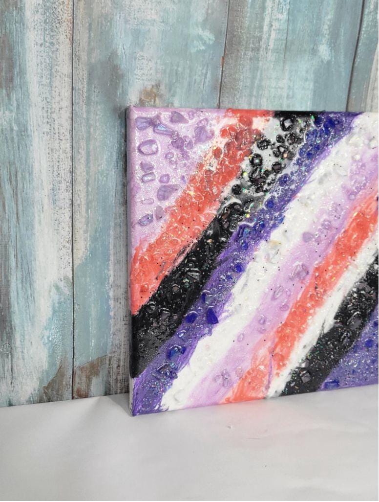 8x8 Canvas resin geode painting hand crafted
