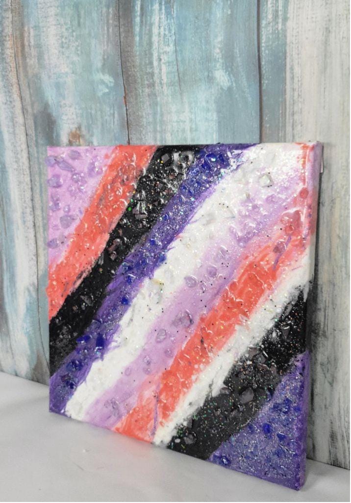 8x8 Canvas resin geode painting hand crafted