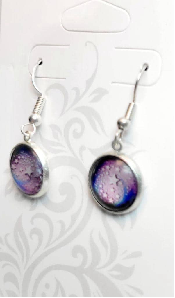 Star abstract cabochon dangle drop earrings