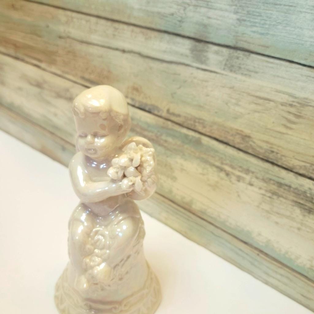Vintage White Ceramic Angel Bell