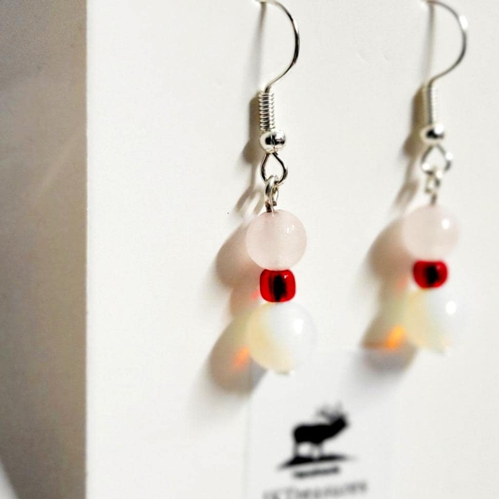 Hand crafted rose quartz & Moonstone dangle earrings