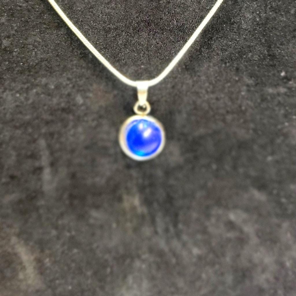 Dark blue crystal rhinestone 925 stamped sterling silver necklace