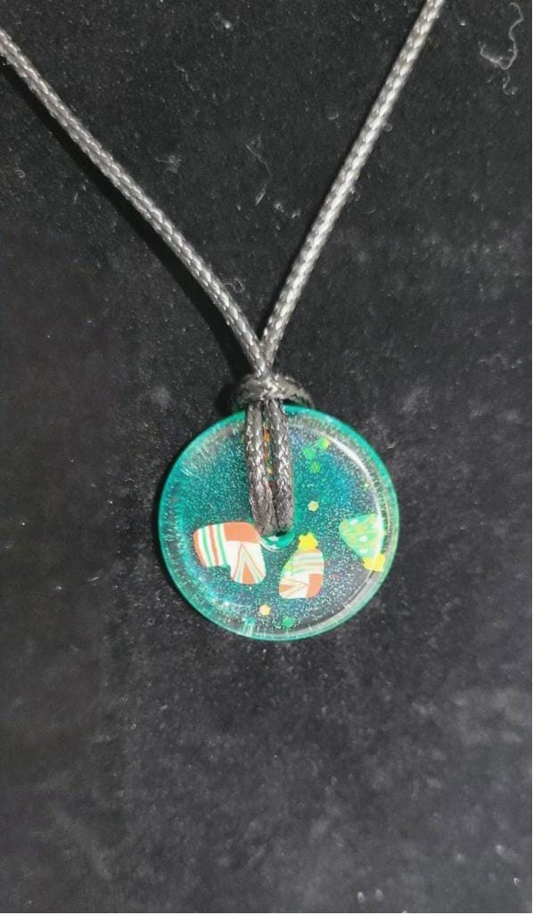 Hand crafted Christmas resin necklace