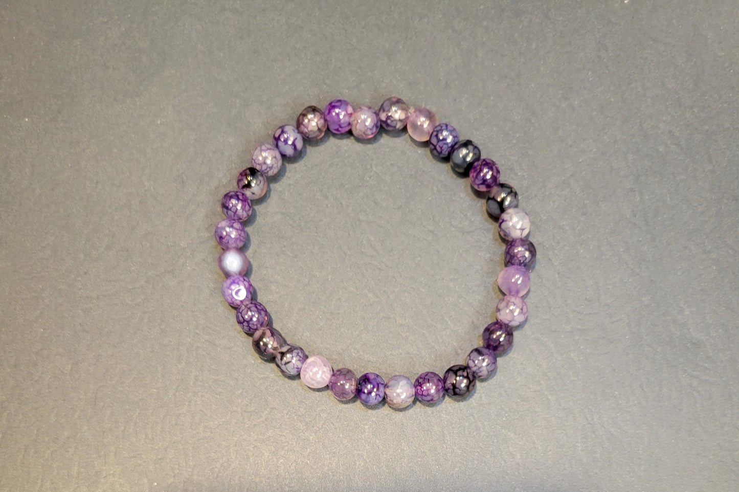 Natural crystal purple dragon vein agate dainty beaded bracelet