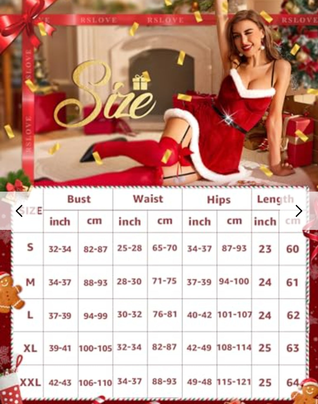 Womens Sexy Christmas Lingerie Red Santa Babydoll Lace Chemises Sleepwear Size S