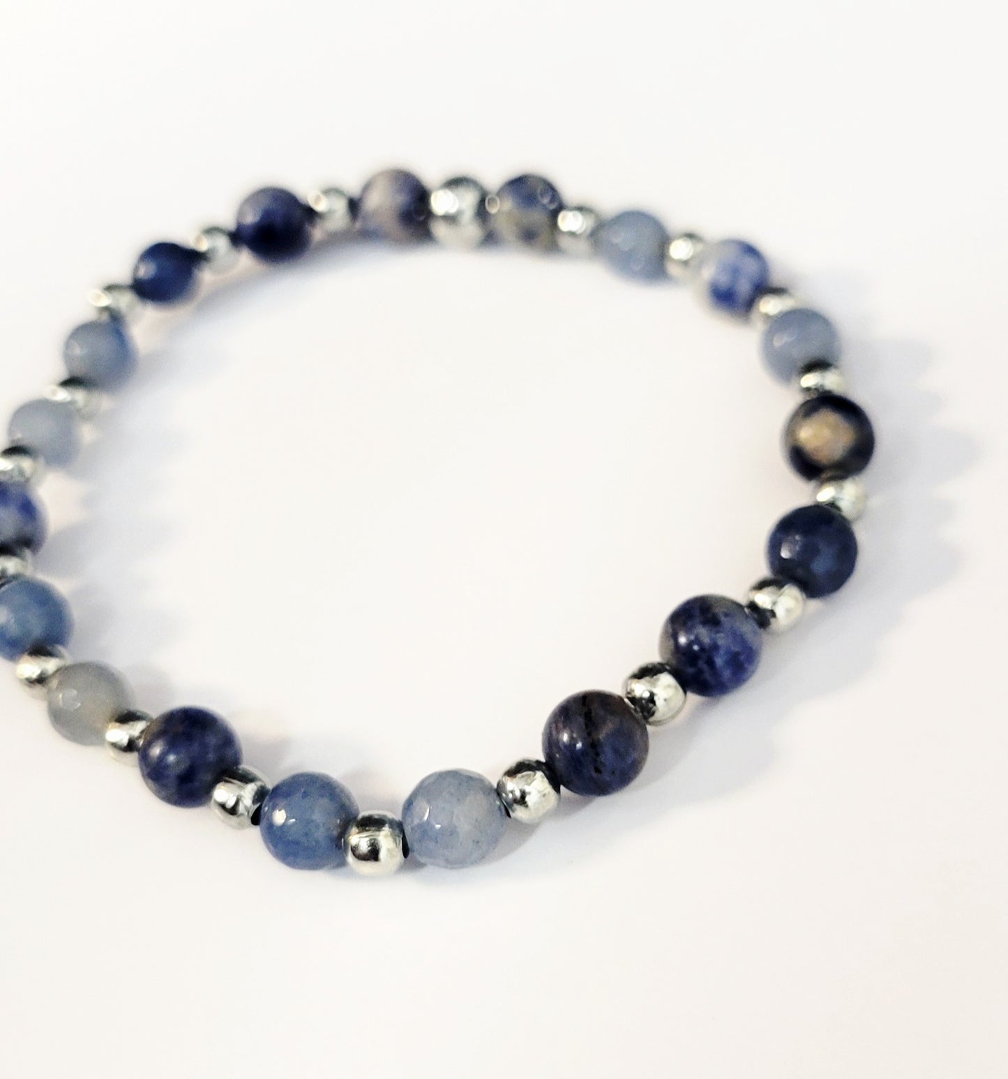 Natural gemstone Sodalite 6mm dainty beaded bracelet 7"