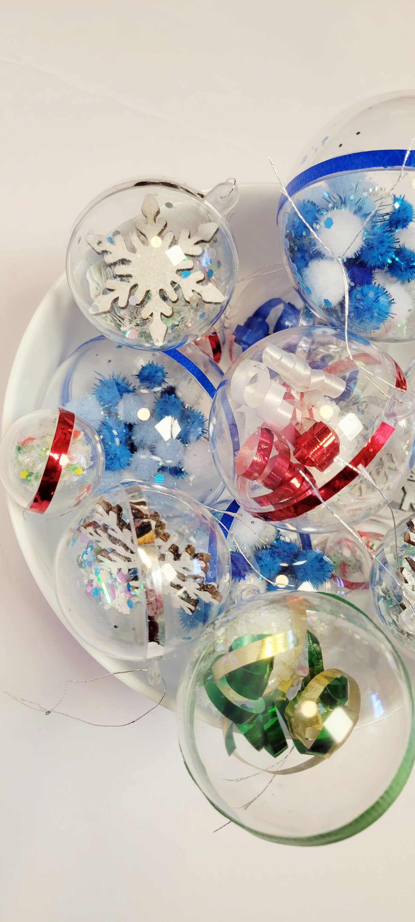 Handmade Decorative Clear Ball Christmas Ornaments- various sizes
