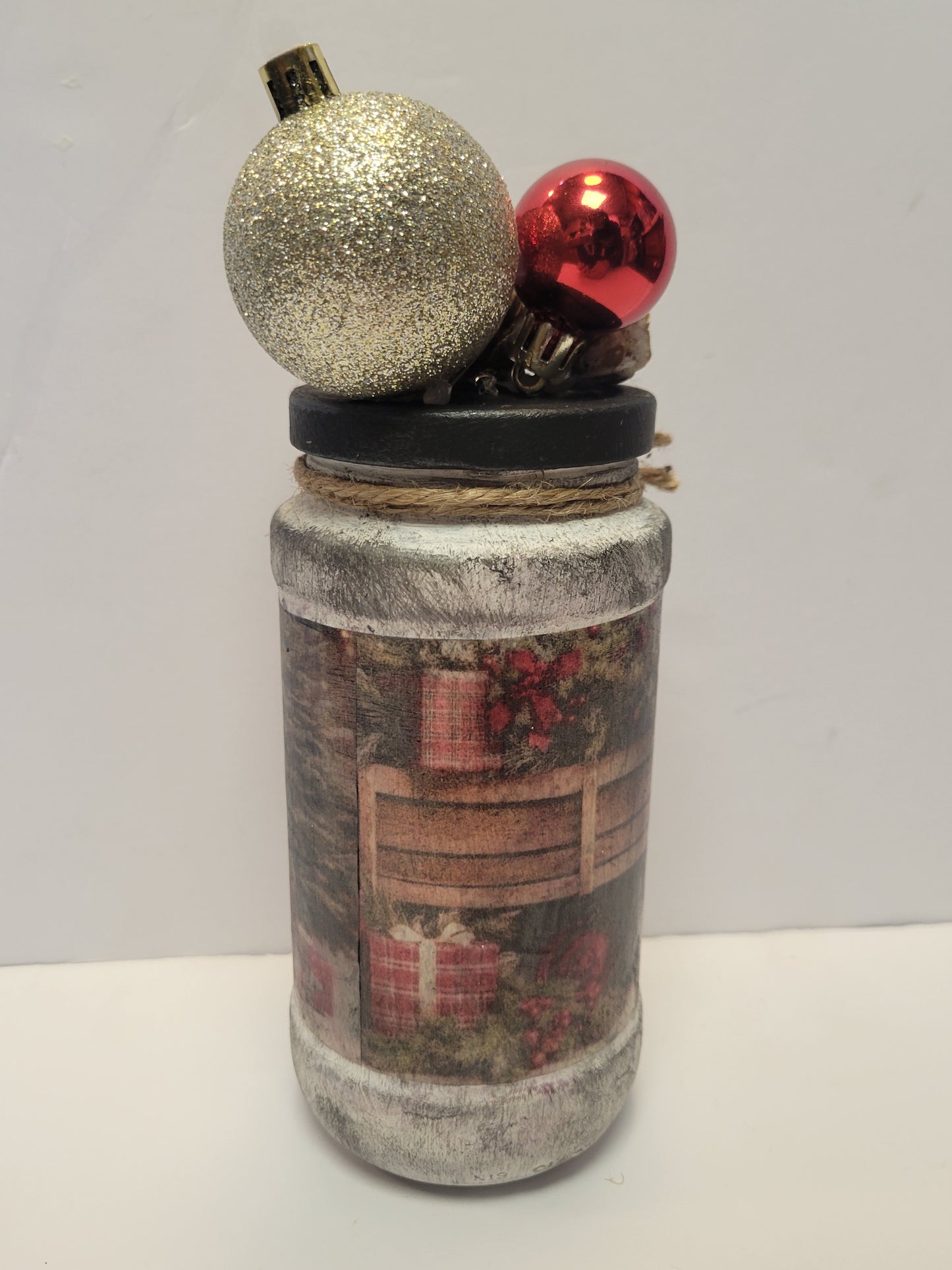 Farmhouse truck rustic glass jar Christmas decor