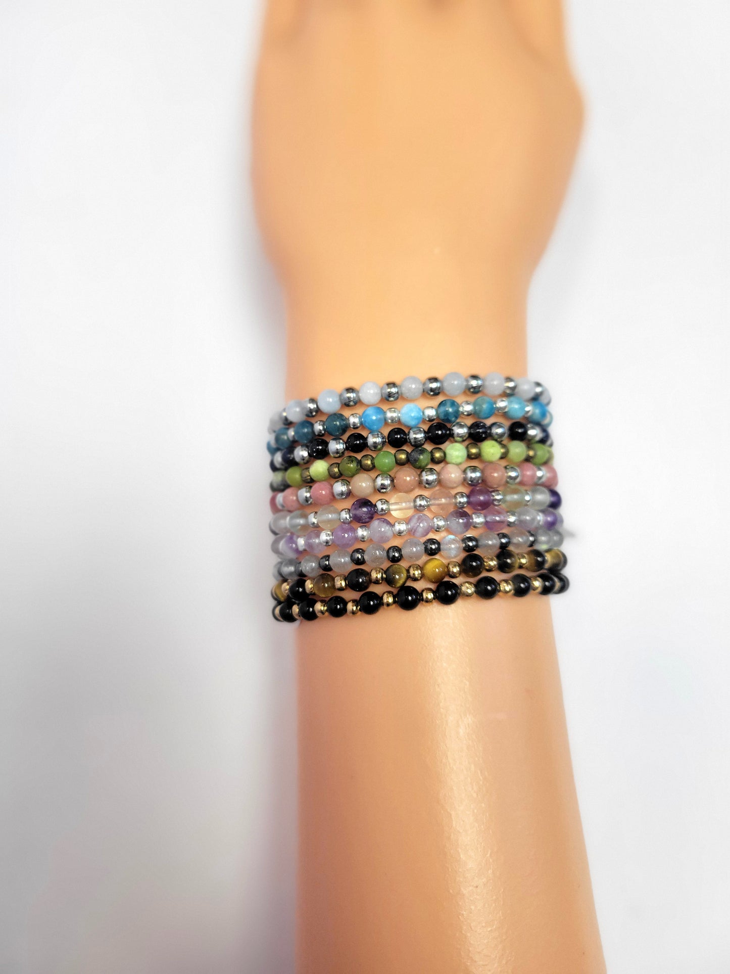 Natural Gemstone 4mm Dainty Beaded Bracelets