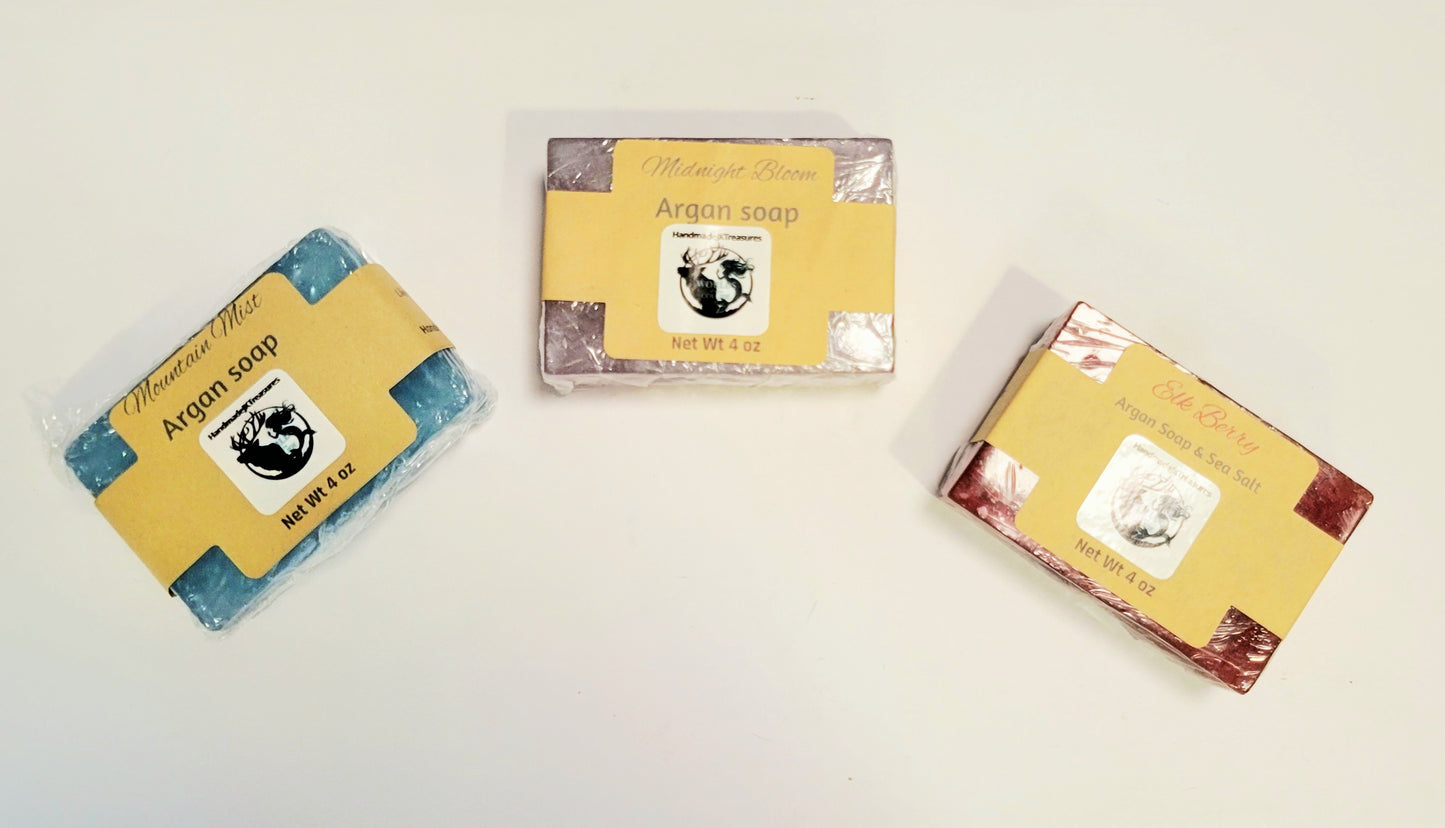 Hand-poured non-comedogenic Argan Soap 4 oz bars