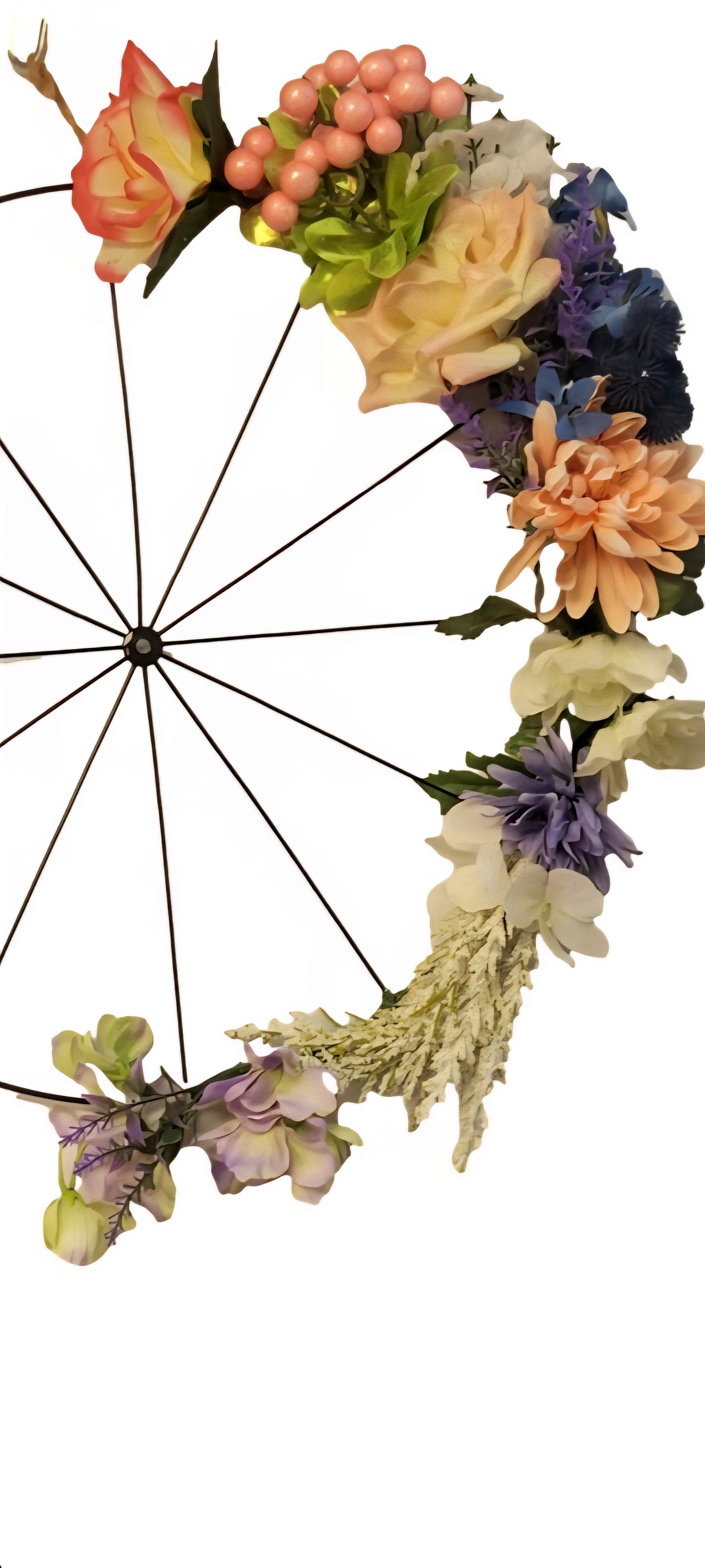 Handmade Bicycle Wheel Flower Wreath: Spring Summer Decor