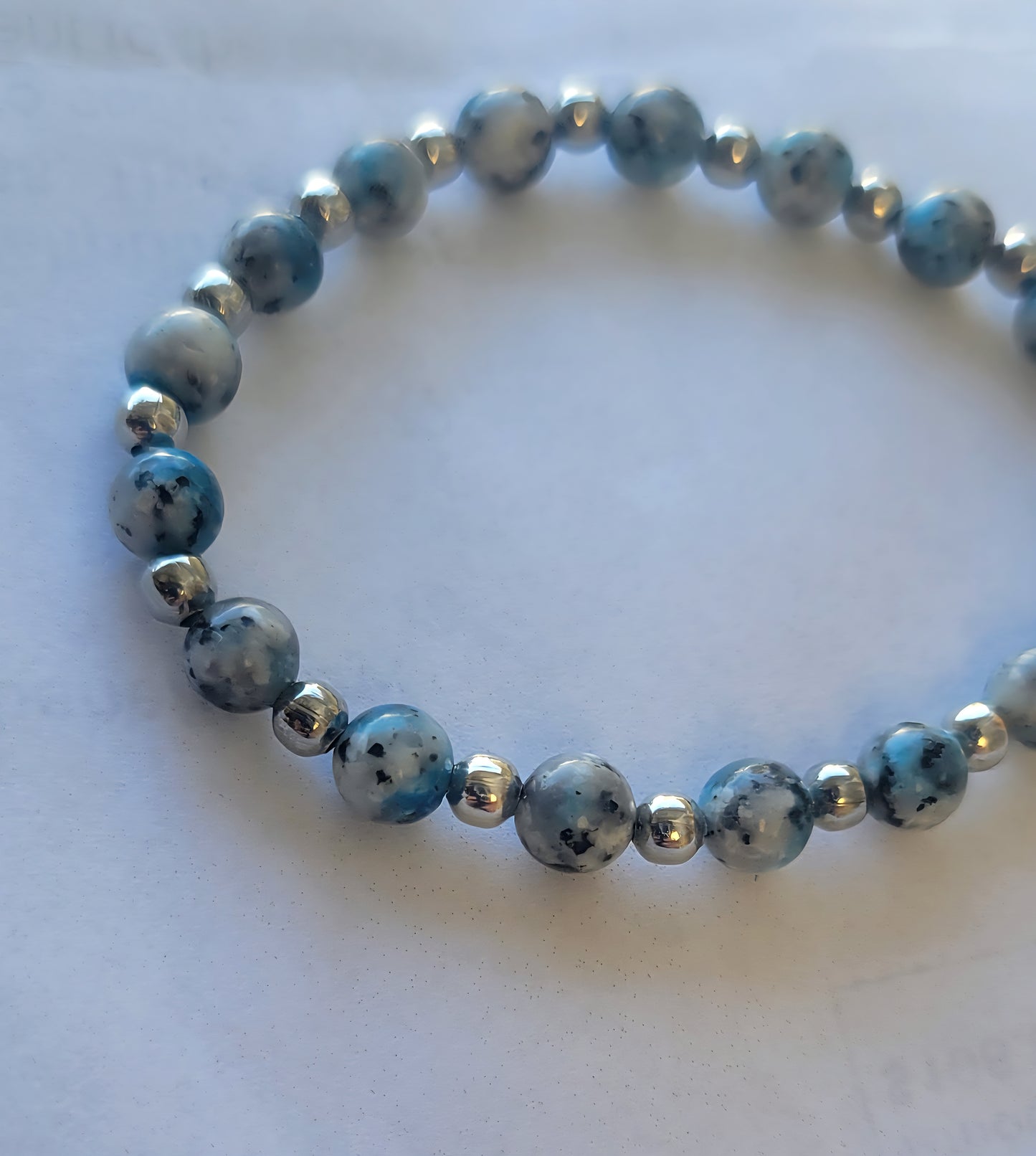 K2 Jasper/Raindrop Azurite 6mm dainty beaded bracelet