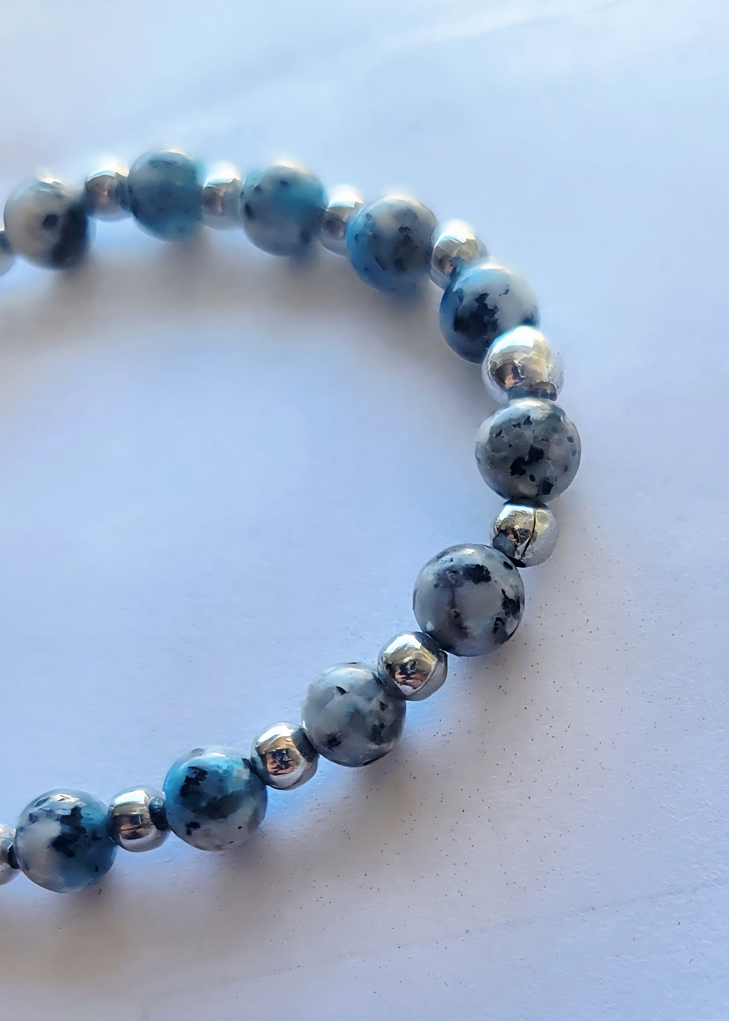 K2 Jasper/Raindrop Azurite 6mm dainty beaded bracelet