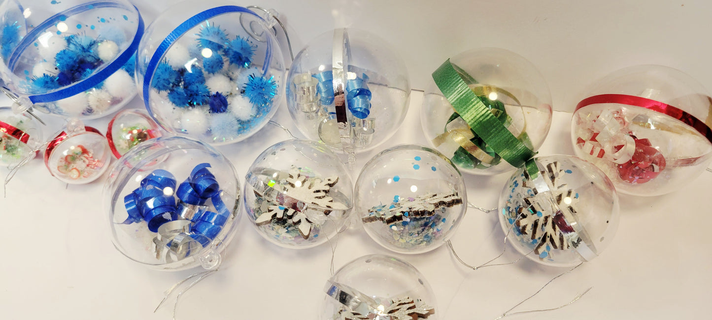 Handmade Decorative Clear Ball Christmas Ornaments- various sizes