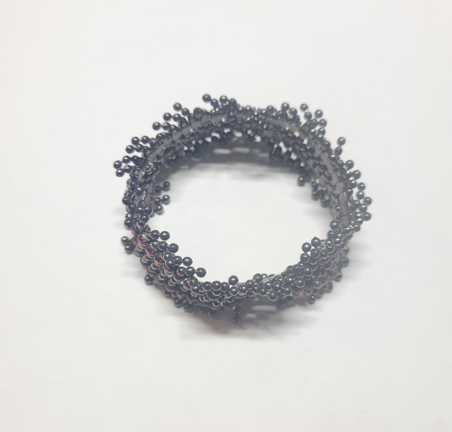 Vintage Beaded Metal Mesh Stretch Bracelet