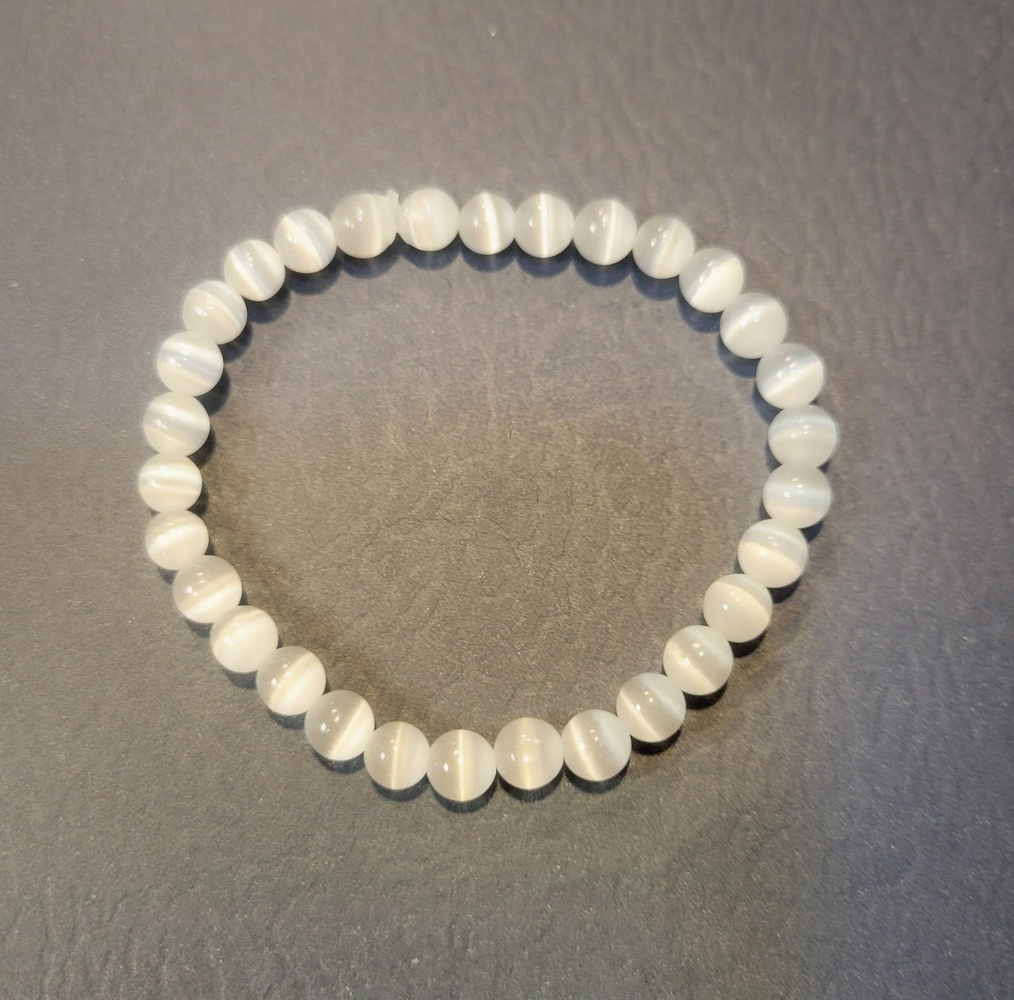 Natural crystal Selenite dainty beaded bracelet 4mm 6.75"