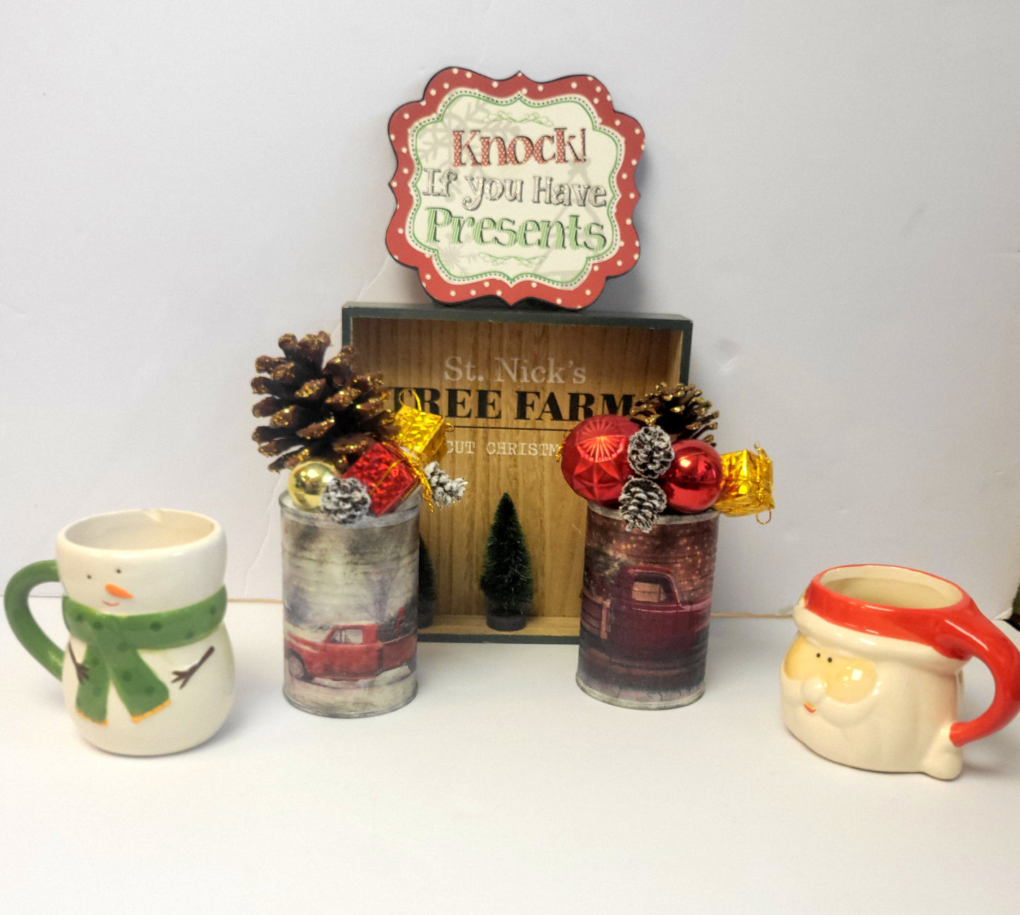 Tin Can Christmas Rustic Farmhouse Red Farm Truck Home Decor