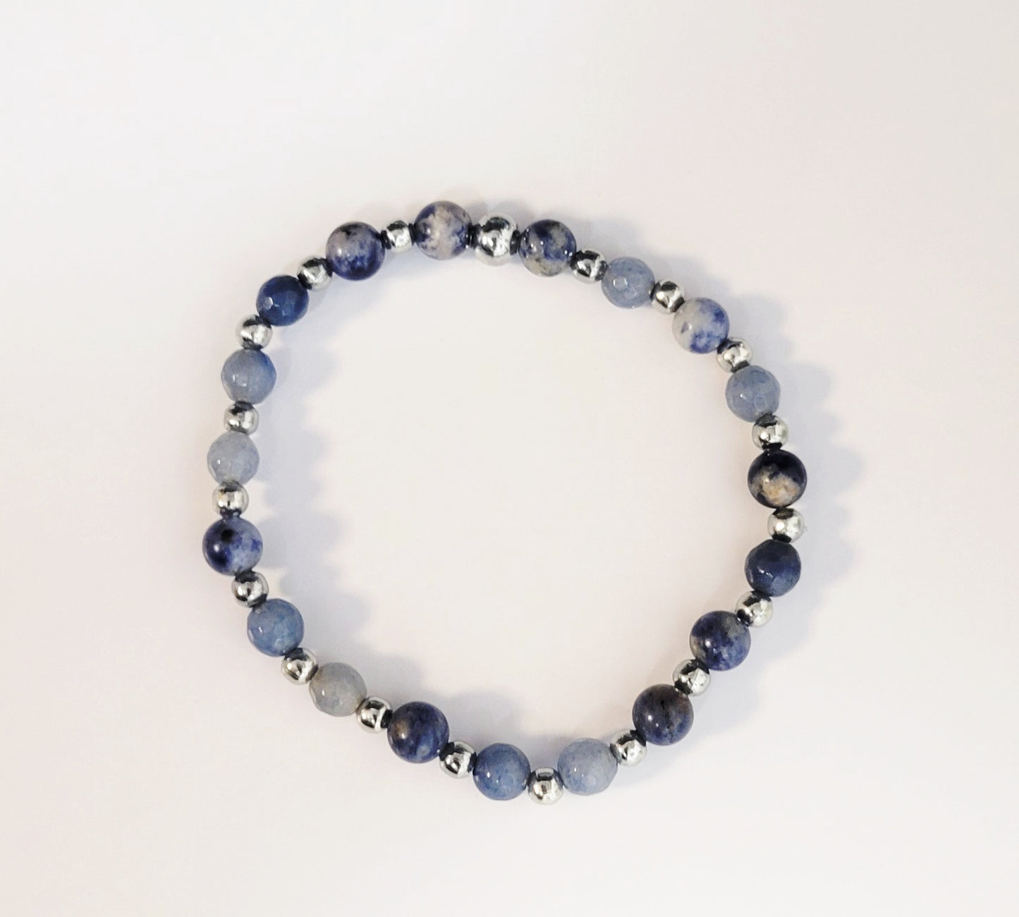 Natural gemstone Sodalite 6mm dainty beaded bracelet 7"