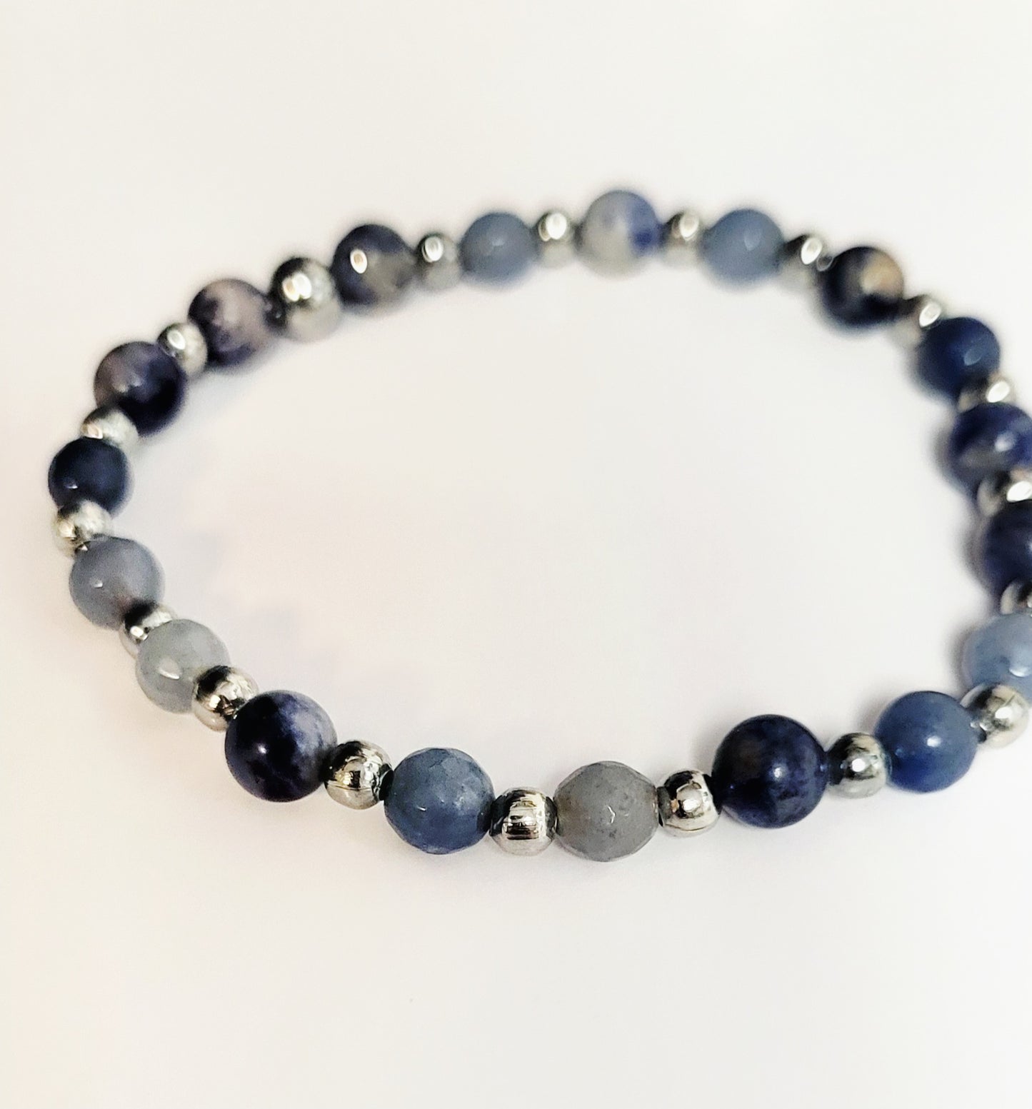 Natural gemstone Sodalite 6mm dainty beaded bracelet 7"