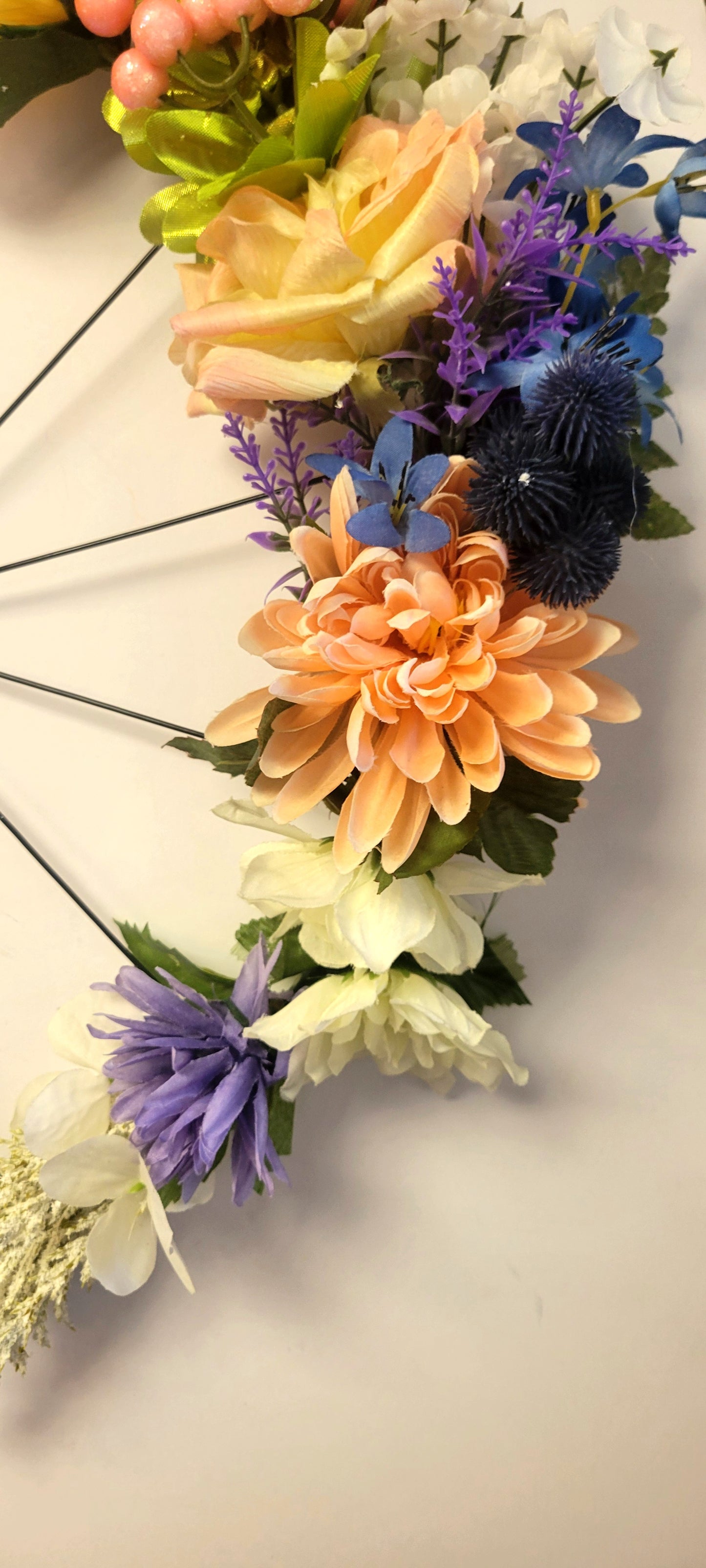 Handmade Bicycle Wheel Flower Wreath: Spring Summer Decor