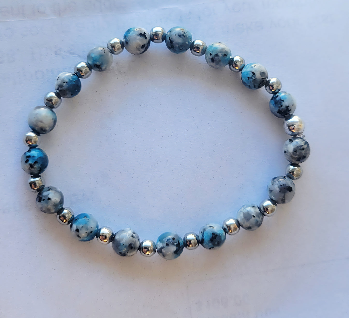 K2 Jasper/Raindrop Azurite 6mm dainty beaded bracelet