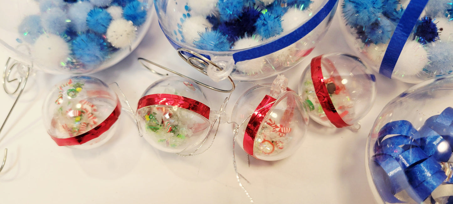 Handmade Decorative Clear Ball Christmas Ornaments- various sizes