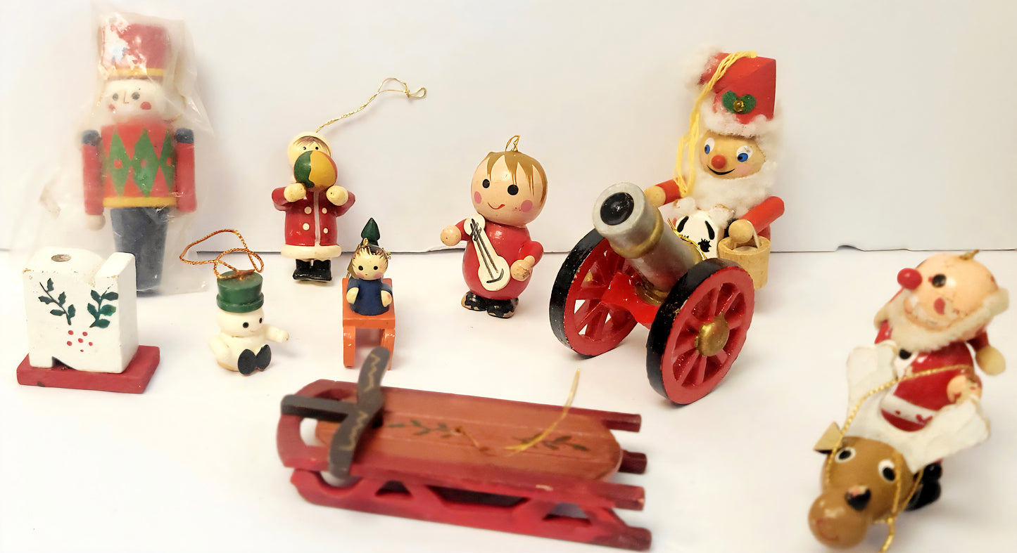Vintage Steinbach Erzgebirge German wood ornaments set of 9