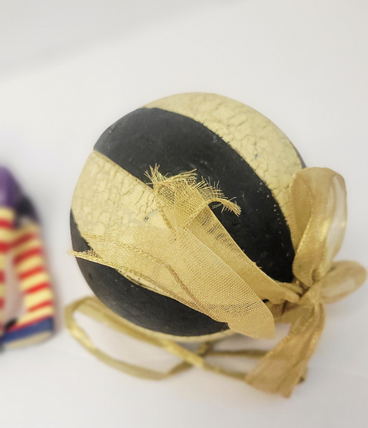 Vintage Made in Taiwan Handpainted Jointed Clown Ornament striped ball ornament